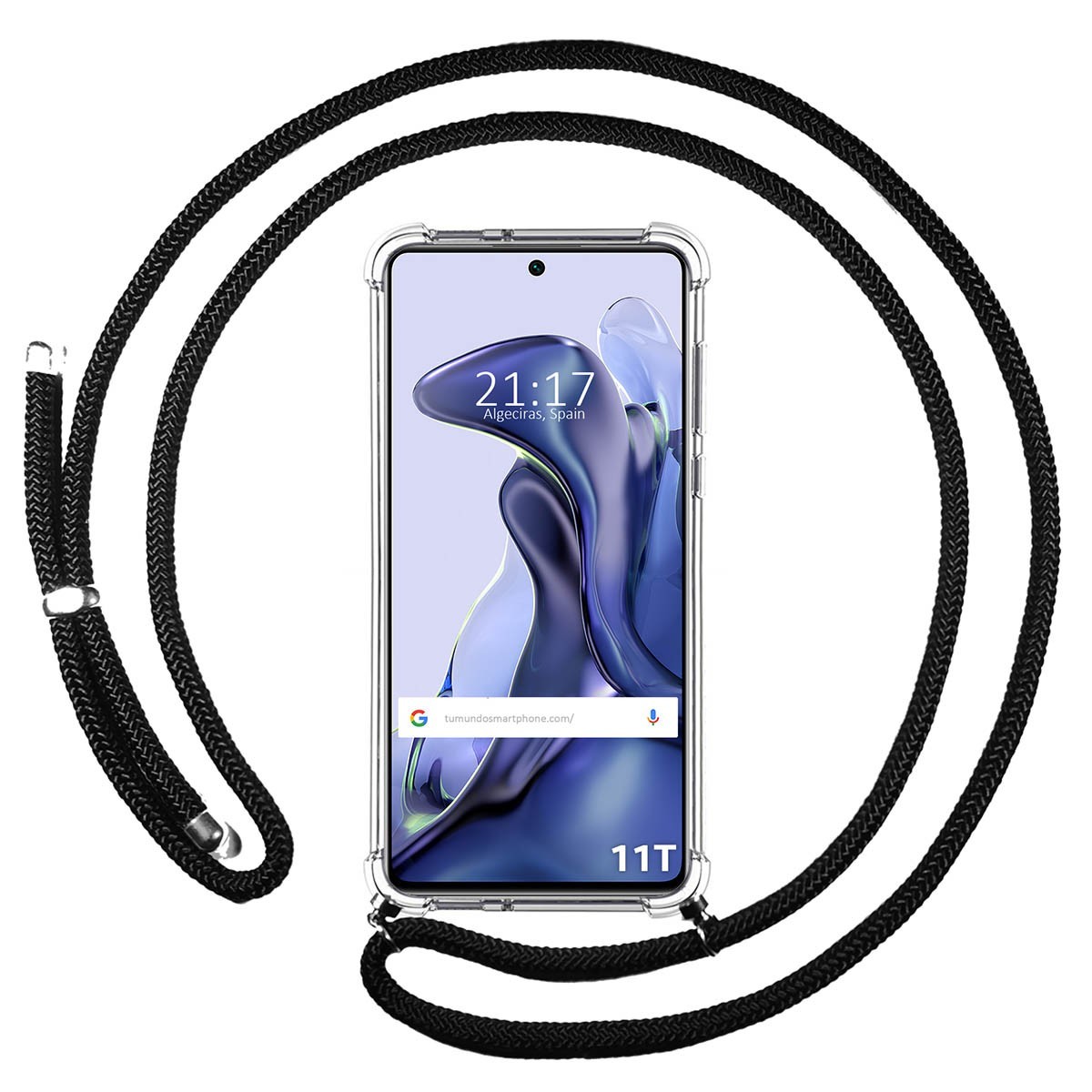 Funda Colgante Transparente para Xiaomi 11T 5G / 11T Pro 5G con Cordon Negro