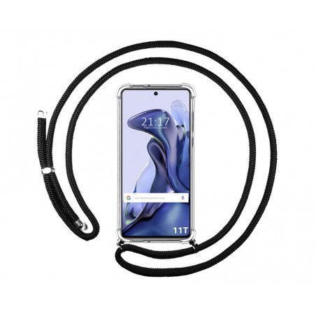 Funda Colgante Transparente para Xiaomi 11T 5G / 11T Pro 5G con Cordon Negro
