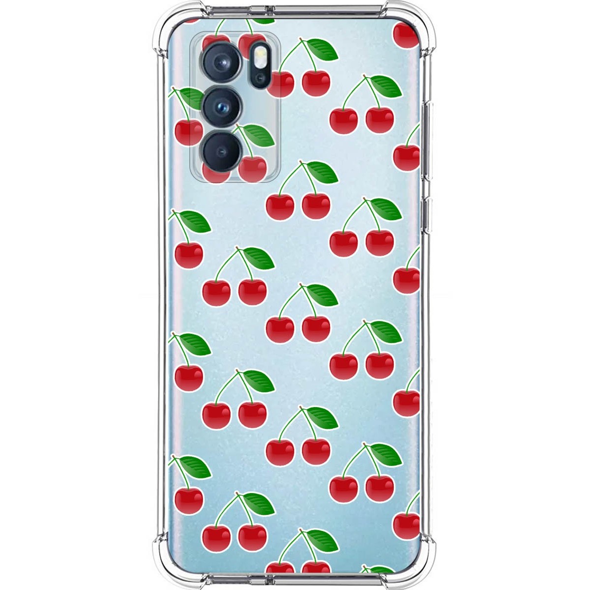 Funda Silicona Antigolpes para Oppo Reno 6 Pro 5G diseño Cerezas Dibujos