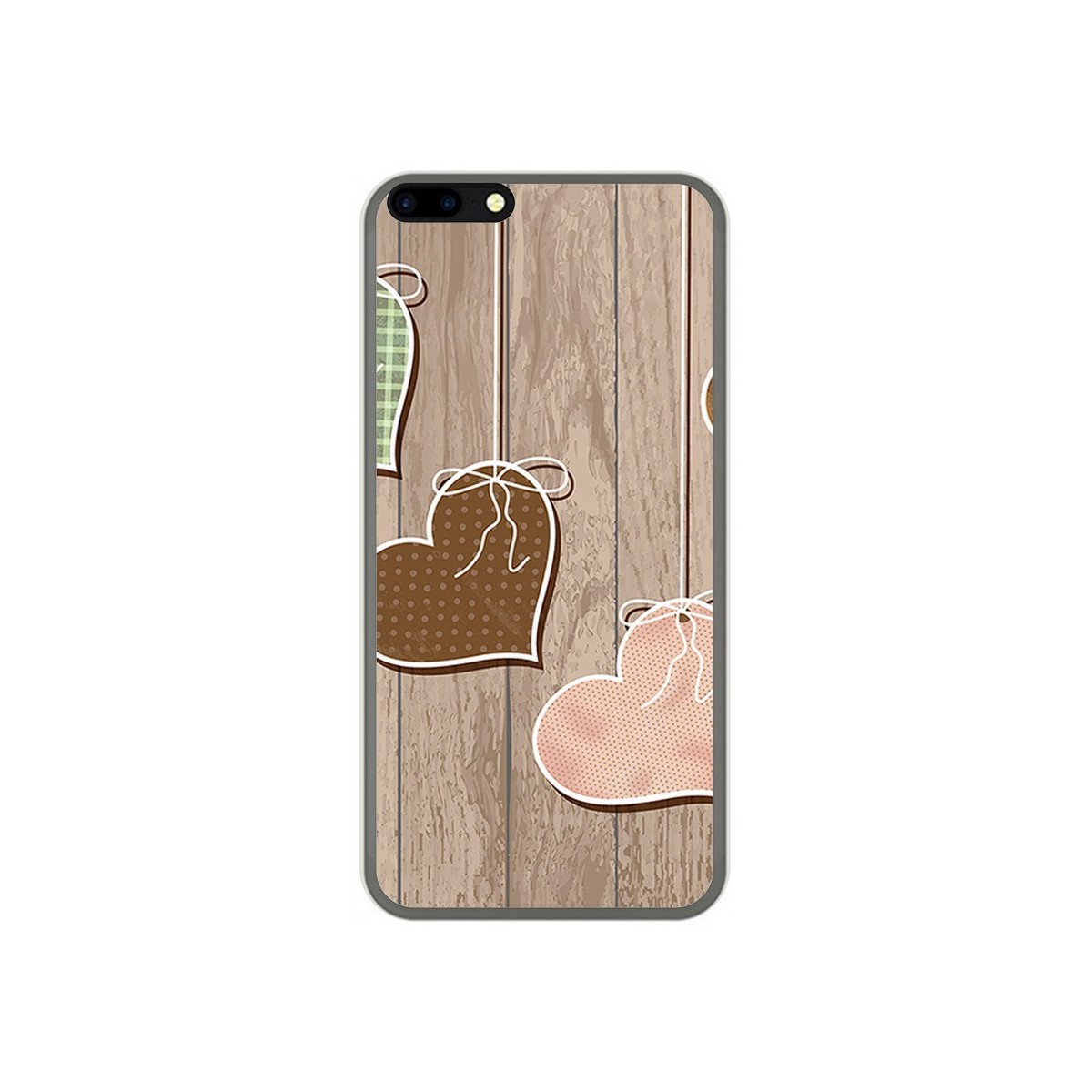 Funda Gel Tpu para Leagoo M7 Diseño Corazones Madera Dibujos