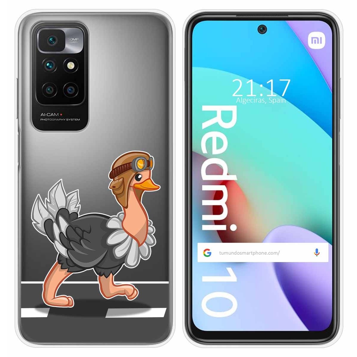 Funda Silicona Transparente para Xiaomi Redmi 10 (2021/2022) diseño Avestruz Dibujos