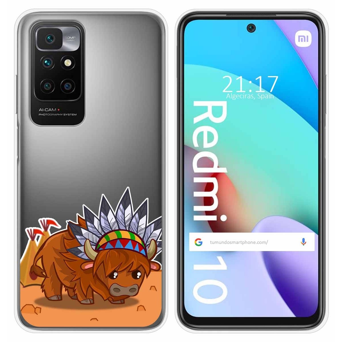 Funda Silicona Transparente para Xiaomi Redmi 10 (2021/2022) diseño Bufalo Dibujos