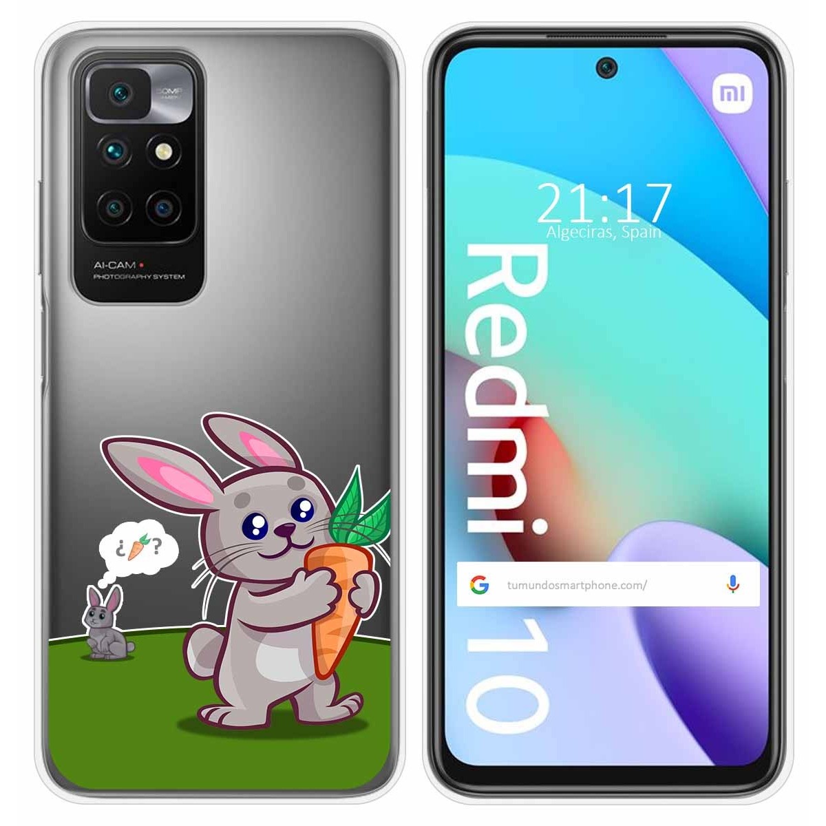 Funda Silicona Transparente para Xiaomi Redmi 10 (2021/2022) diseño Conejo Dibujos
