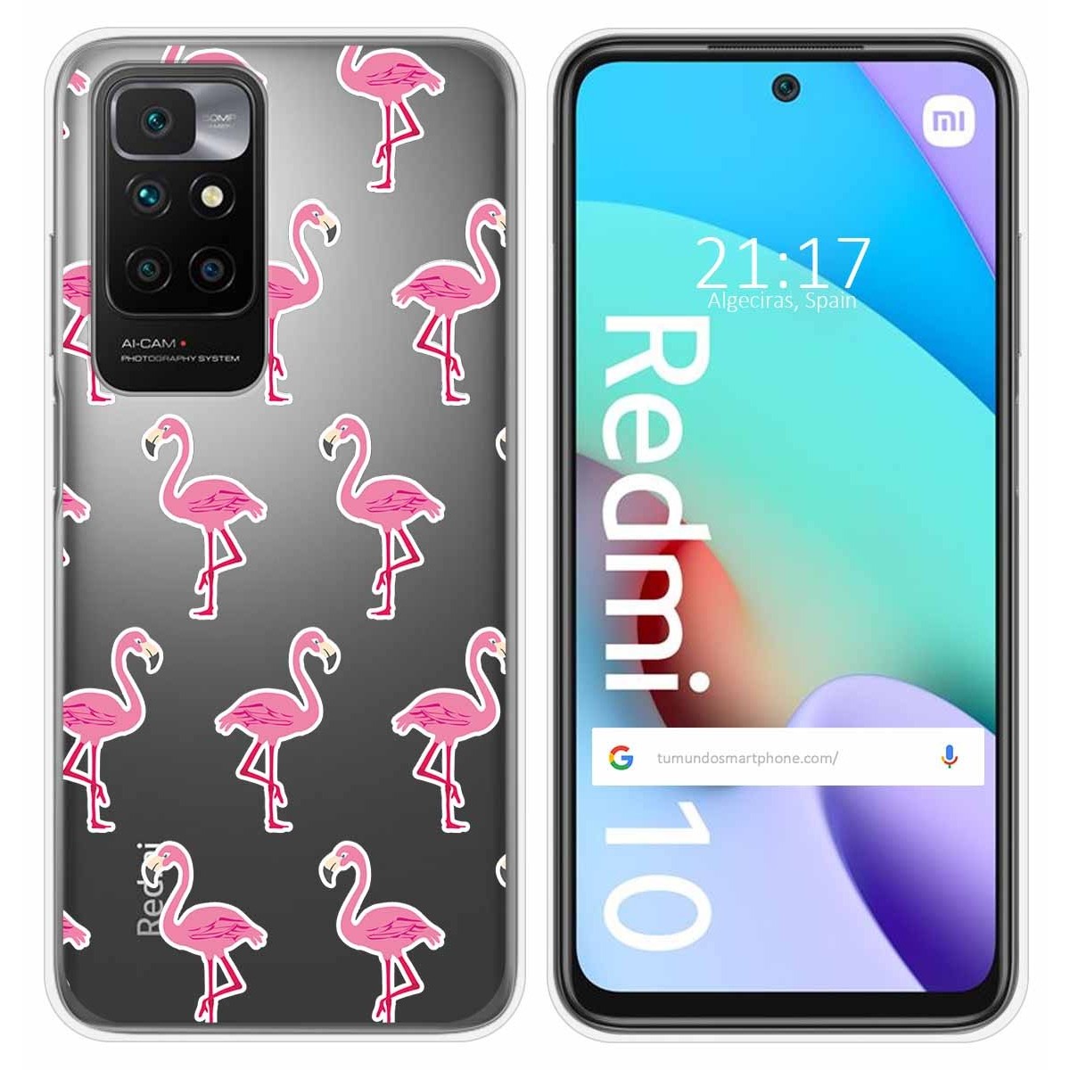 Funda Silicona Transparente para Xiaomi Redmi 10 (2021/2022) diseño Flamenco Dibujos