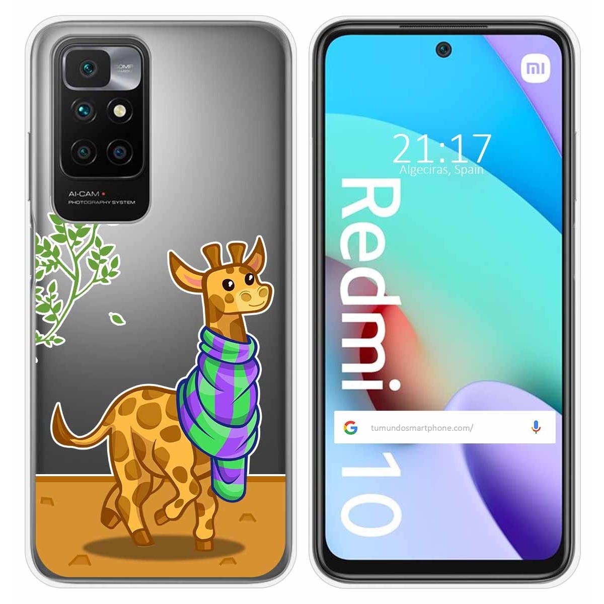 Funda Silicona Transparente para Xiaomi Redmi 10 (2021/2022) diseño Jirafa Dibujos