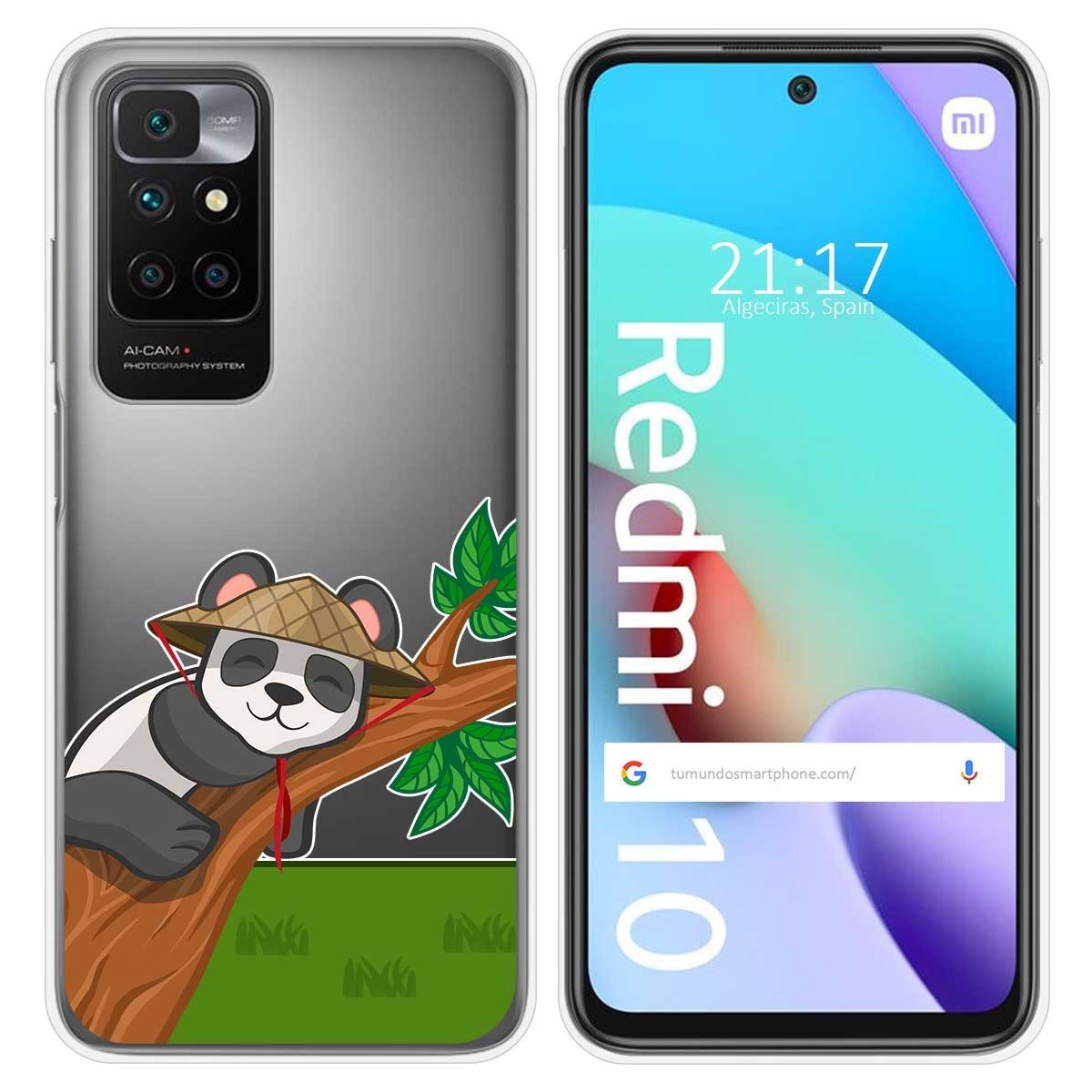 Funda Silicona Transparente para Xiaomi Redmi 10 (2021/2022) diseño Panda Dibujos