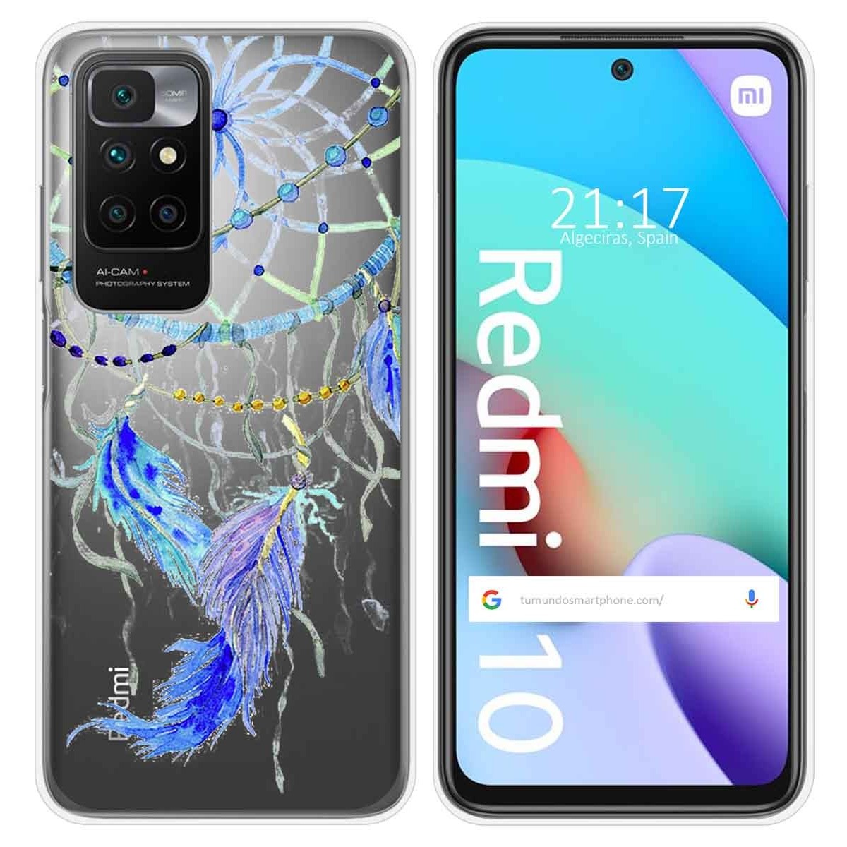 Funda Silicona Transparente para Xiaomi Redmi 10 (2021/2022) diseño Plumas Dibujos