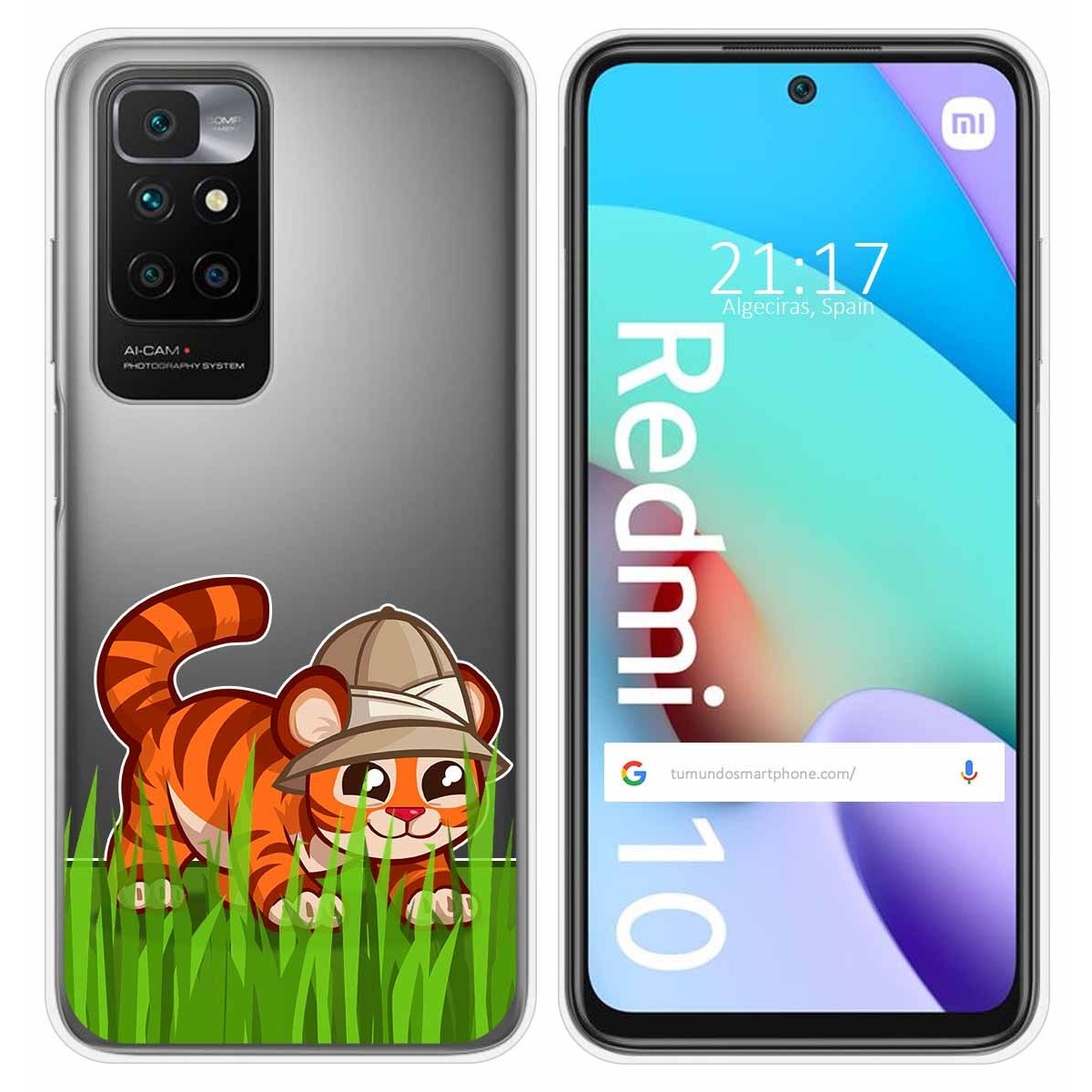 Funda Silicona Transparente para Xiaomi Redmi 10 (2021/2022) diseño Tigre Dibujos