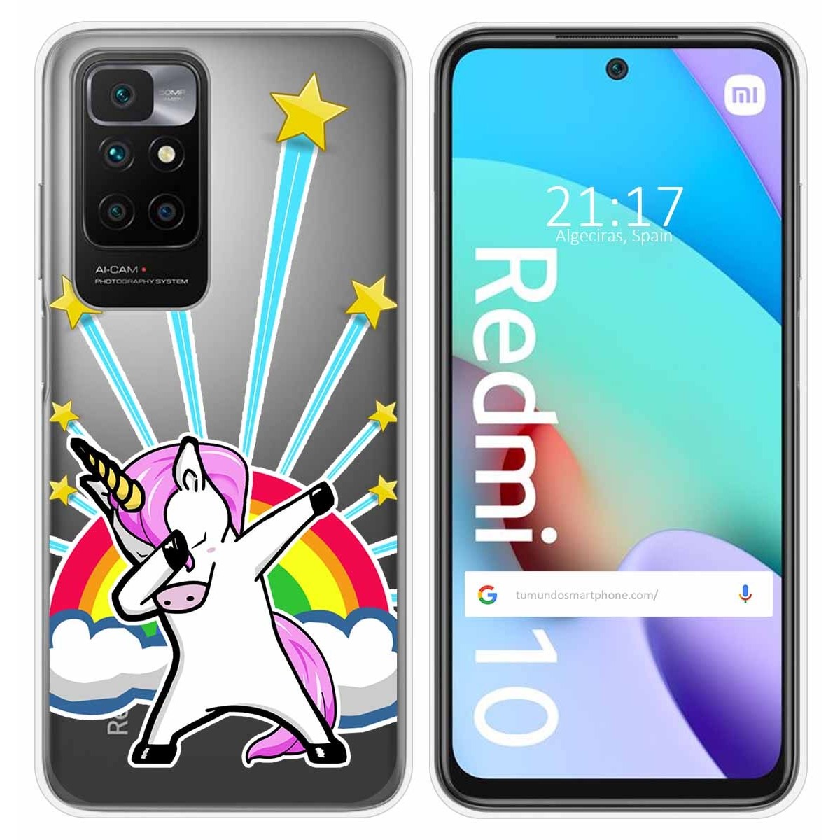Funda Silicona Transparente para Xiaomi Redmi 10 (2021/2022) diseño Unicornio Dibujos