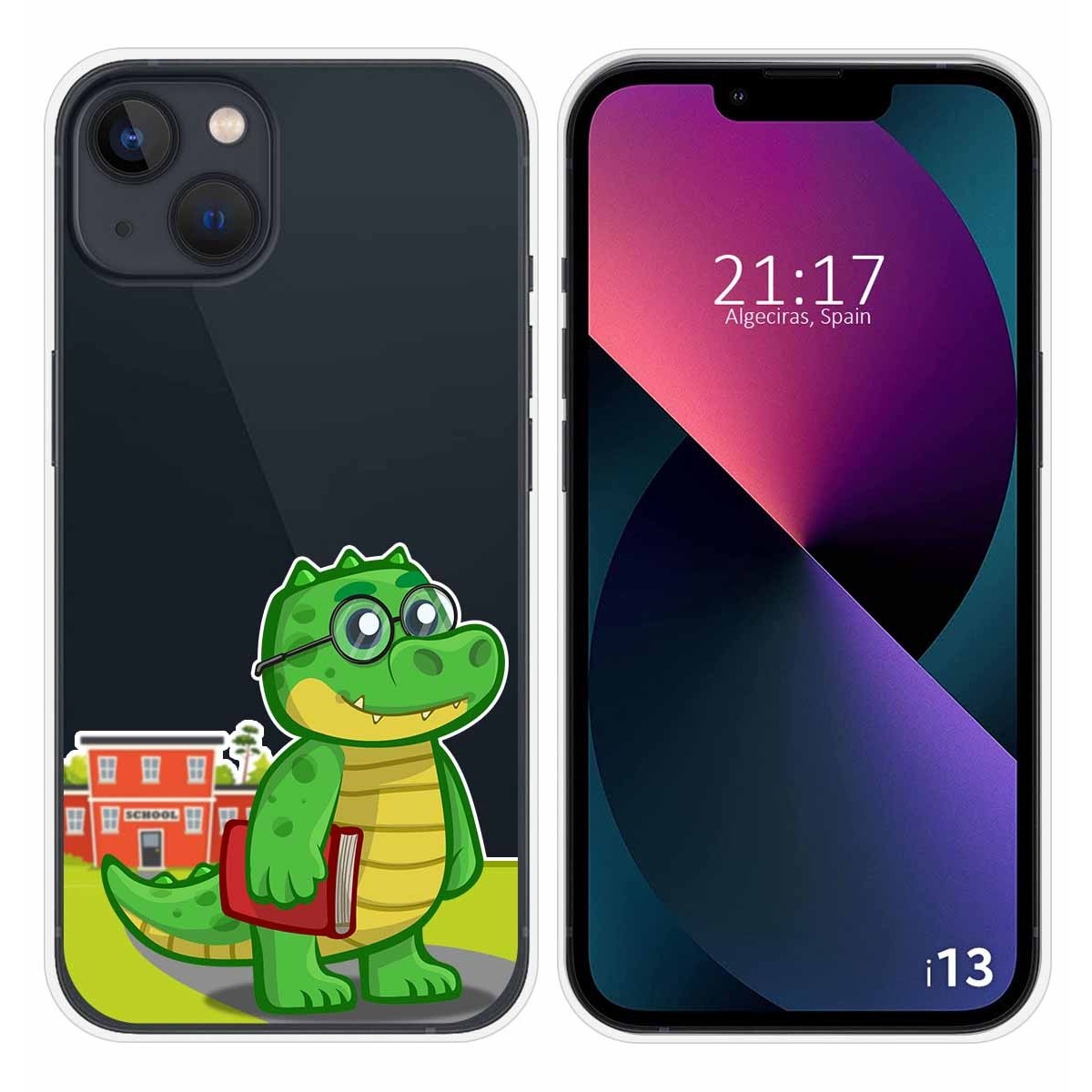 Funda Silicona Transparente compatible con iPhone 13 (6.1) diseño Coco Dibujos