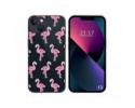 Funda Silicona Transparente compatible con iPhone 13 (6.1) diseño Flamenco Dibujos
