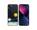 Funda Silicona Transparente compatible con iPhone 13 (6.1) diseño Playa Dibujos