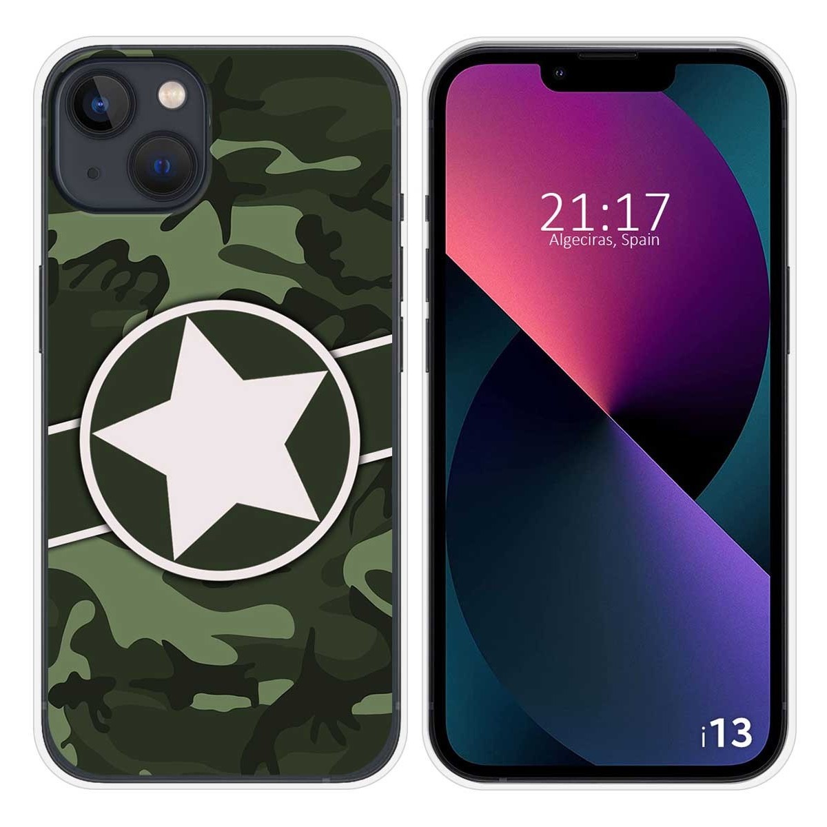 Funda Silicona compatible con iPhone 13 (6.1) diseño Camuflaje 01 Dibujos