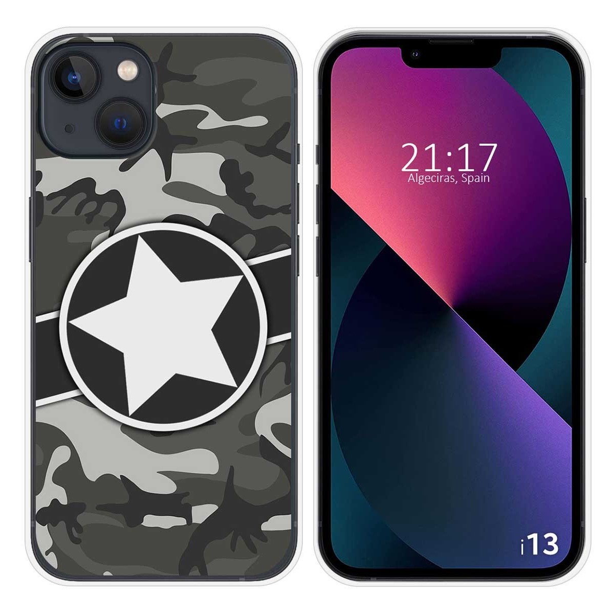 Funda Silicona compatible con iPhone 13 (6.1) diseño Camuflaje 02 Dibujos