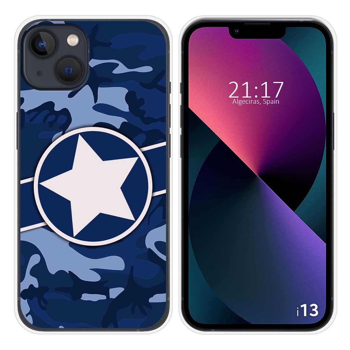 Funda Silicona compatible con iPhone 13 (6.1) diseño Camuflaje 03 Dibujos