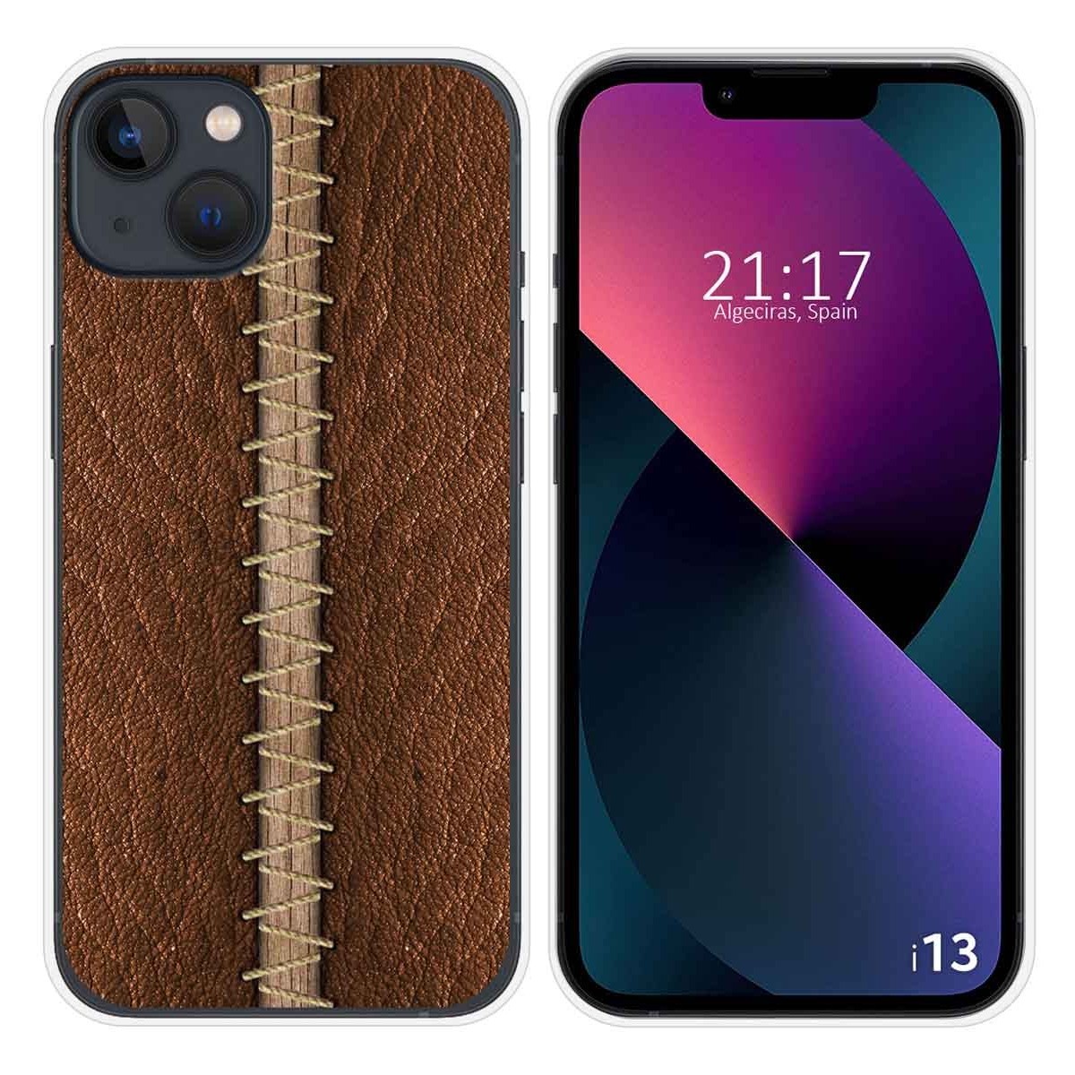 Funda Silicona compatible con iPhone 13 (6.1) diseño Cuero 01 Dibujos