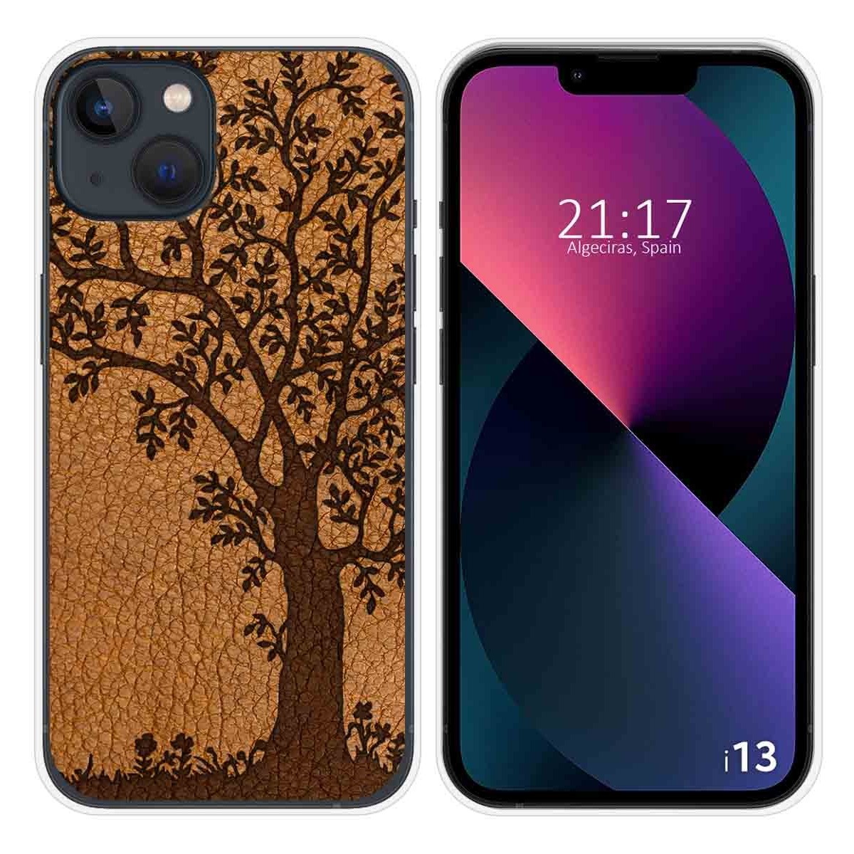 Funda Silicona compatible con iPhone 13 (6.1) diseño Cuero 03 Dibujos