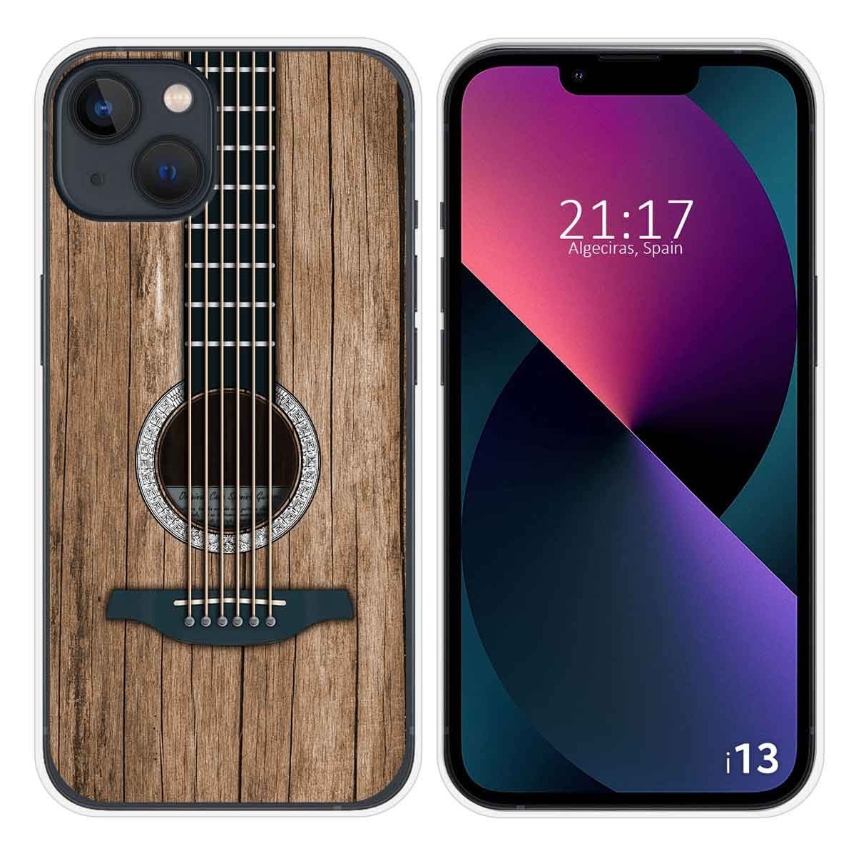 Funda Silicona compatible con iPhone 13 (6.1) diseño Madera 11 Dibujos