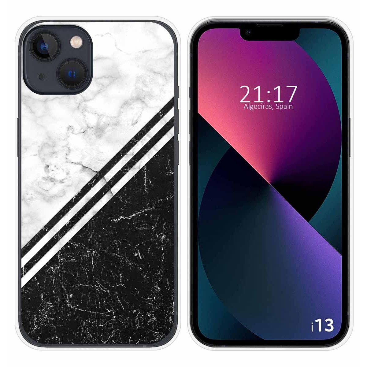 Funda Silicona compatible con iPhone 13 (6.1) diseño Mármol 01 Dibujos