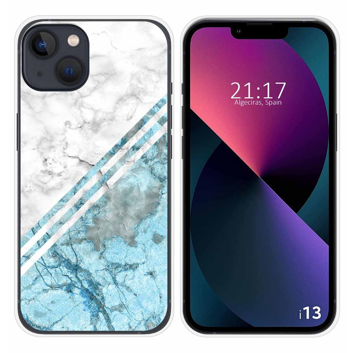 Funda Silicona compatible con iPhone 13 (6.1) diseño Mármol 02 Dibujos