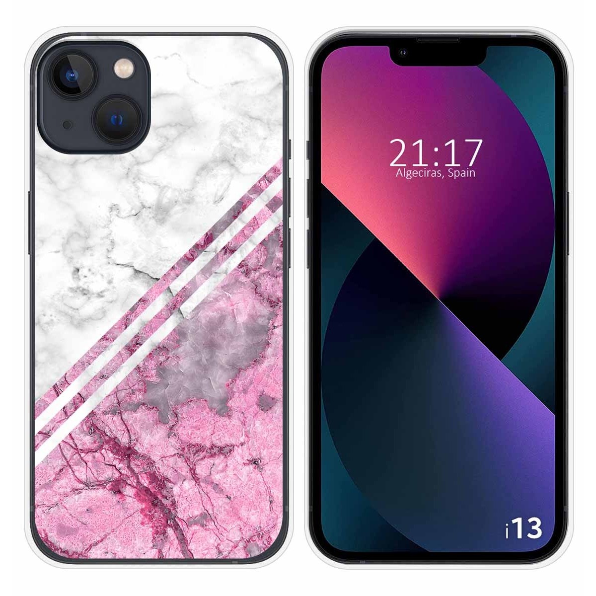 Funda Silicona compatible con iPhone 13 (6.1) diseño Mármol 03 Dibujos