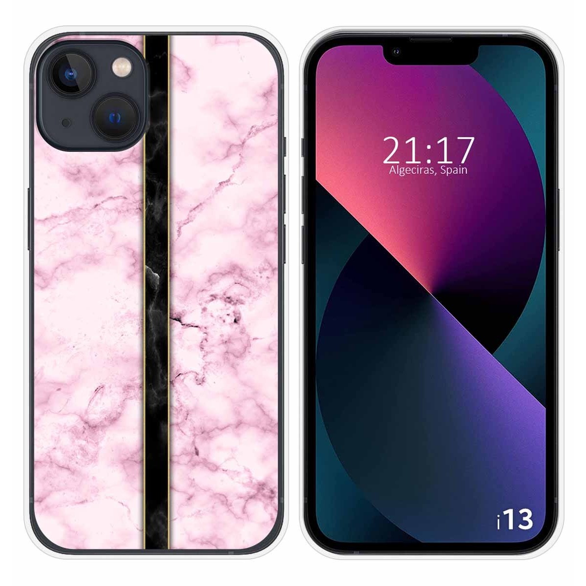 Funda Silicona compatible con iPhone 13 (6.1) diseño Mármol 04 Dibujos