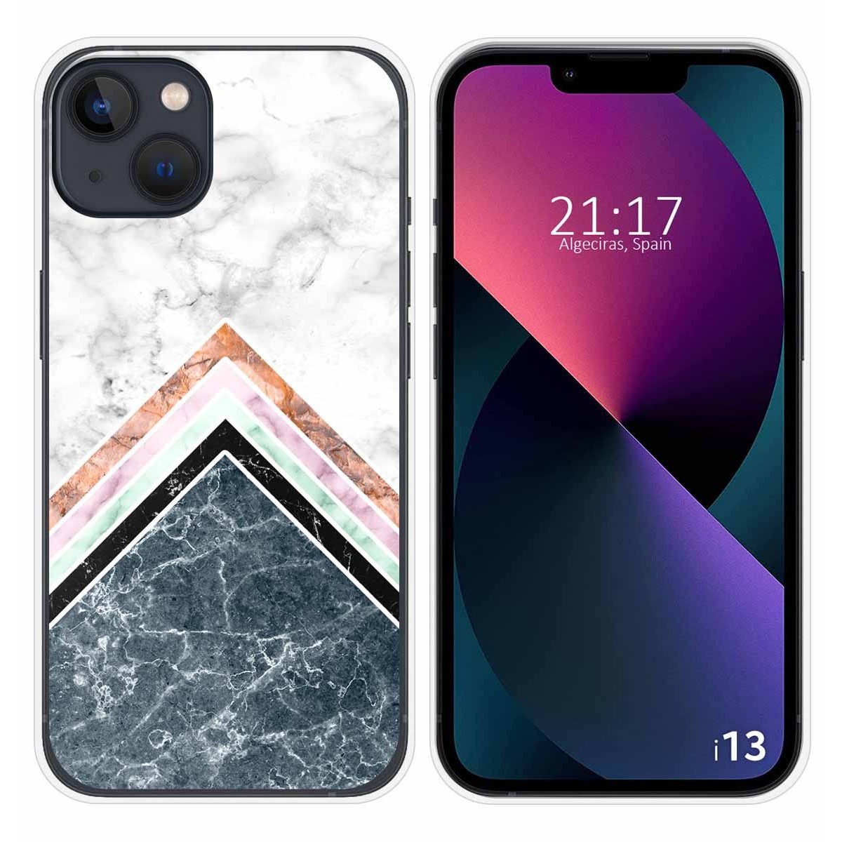 Funda Silicona compatible con iPhone 13 (6.1) diseño Mármol 05 Dibujos