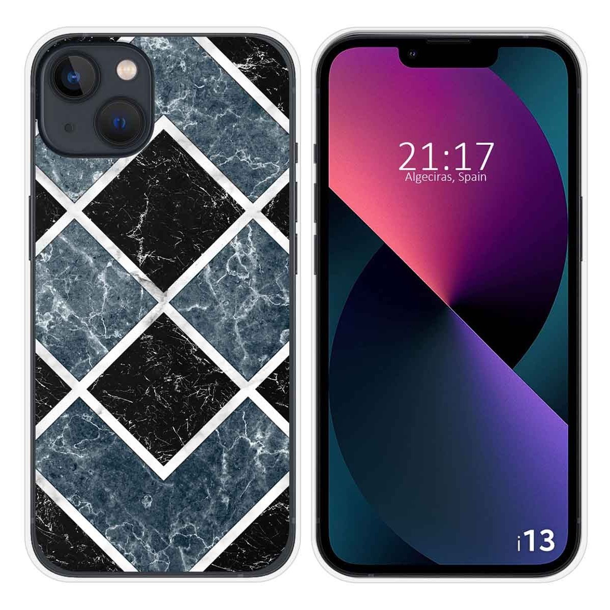 Funda Silicona compatible con iPhone 13 (6.1) diseño Mármol 06 Dibujos