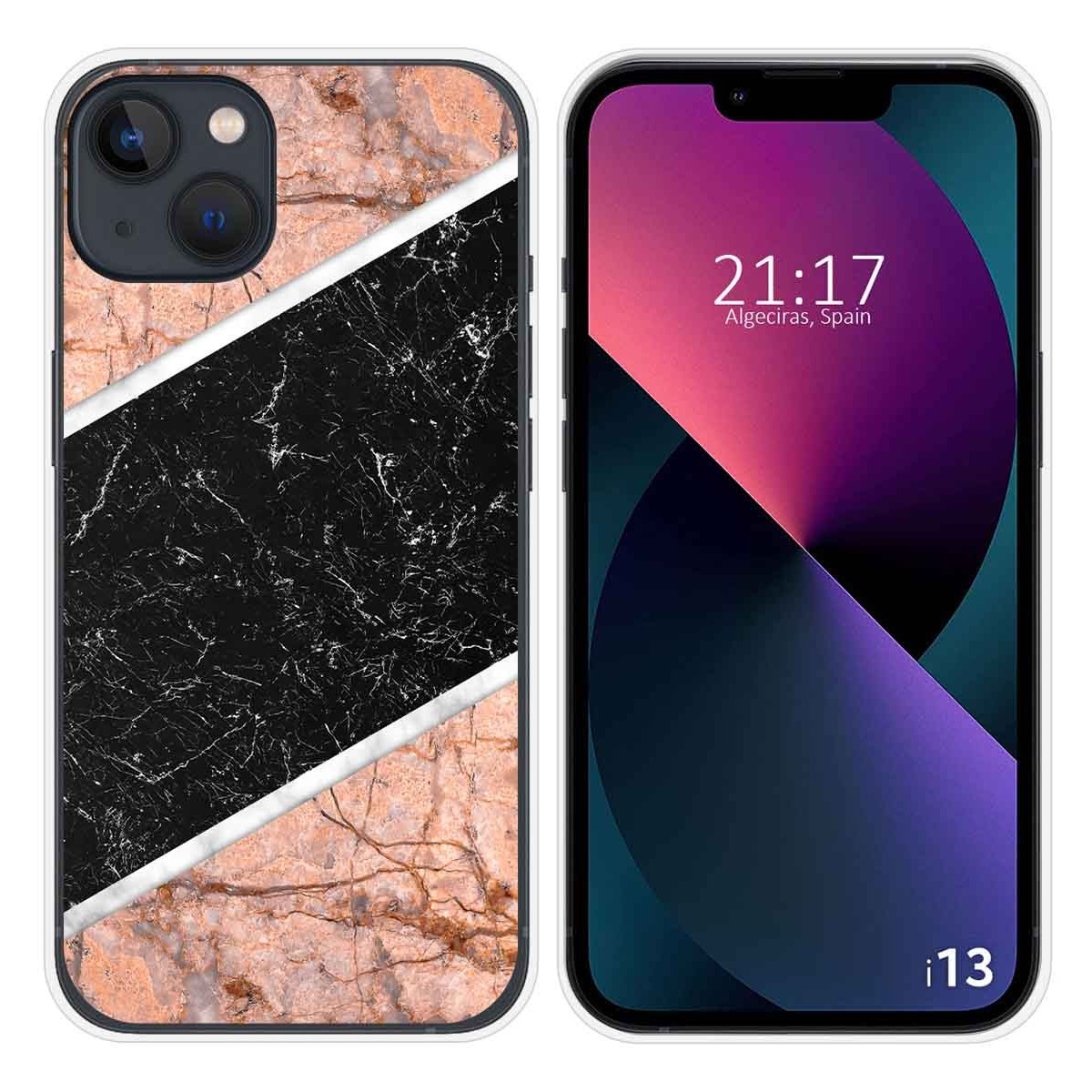 Funda Silicona compatible con iPhone 13 (6.1) diseño Mármol 07 Dibujos