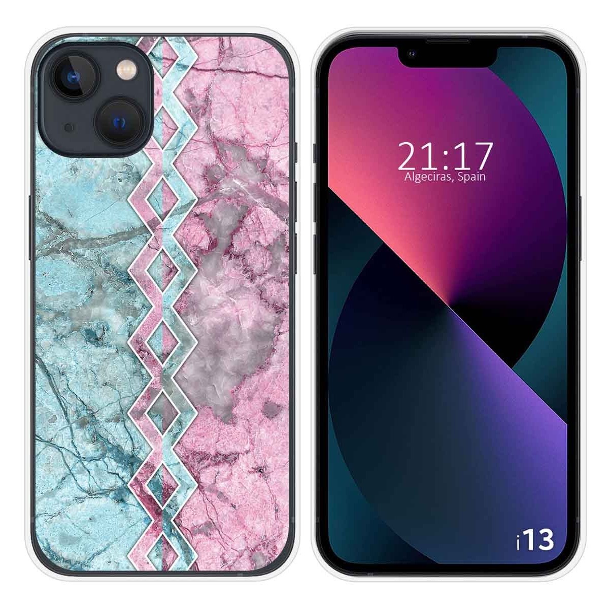 Funda Silicona compatible con iPhone 13 (6.1) diseño Mármol 08 Dibujos