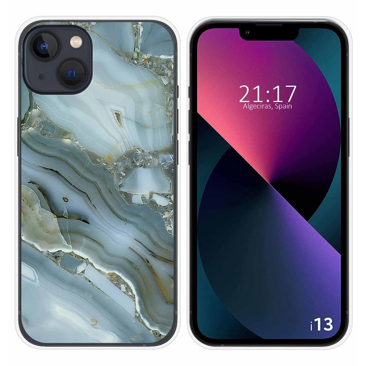 Funda Silicona compatible con iPhone 13 (6.1) diseño Mármol 09 Dibujos