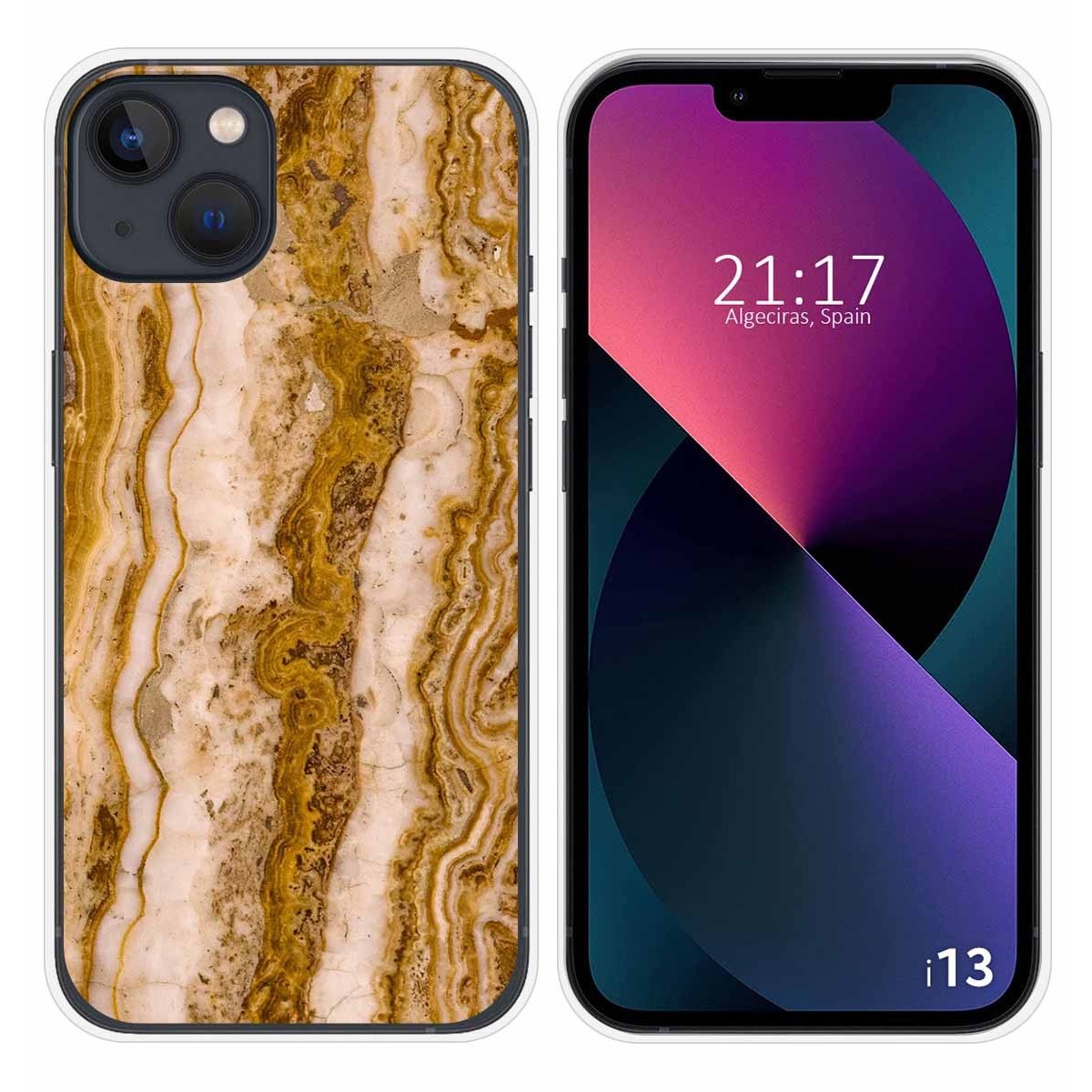 Funda Silicona compatible con iPhone 13 (6.1) diseño Mármol 10 Dibujos