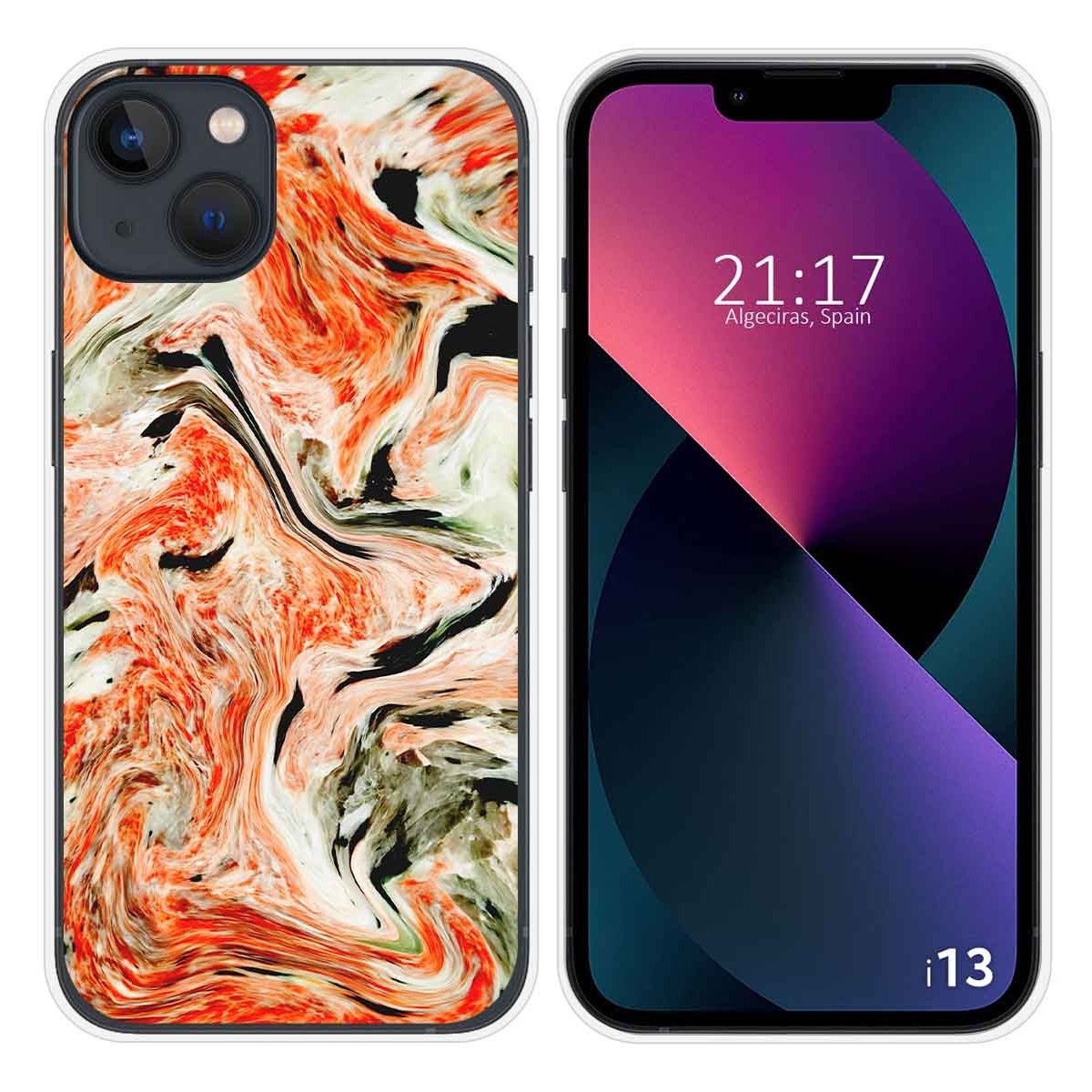 Funda Silicona compatible con iPhone 13 (6.1) diseño Mármol 12 Dibujos