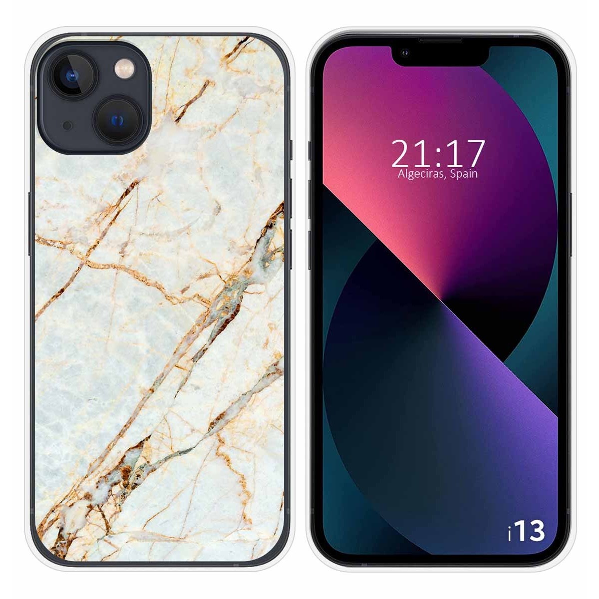 Funda Silicona compatible con iPhone 13 (6.1) diseño Mármol 13 Dibujos