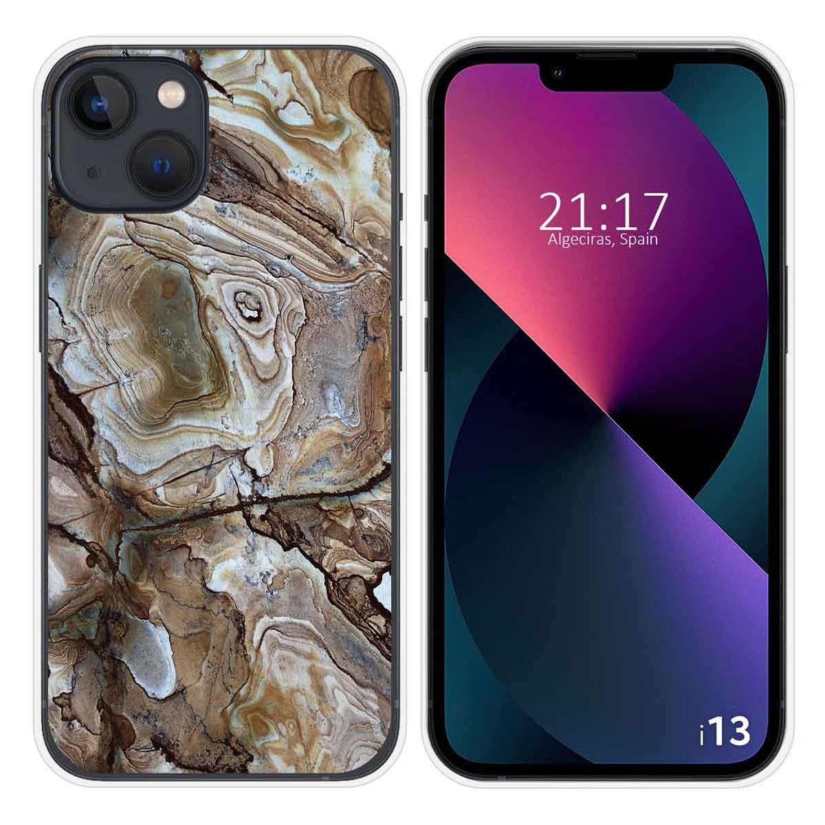 Funda Silicona compatible con iPhone 13 (6.1) diseño Mármol 14 Dibujos