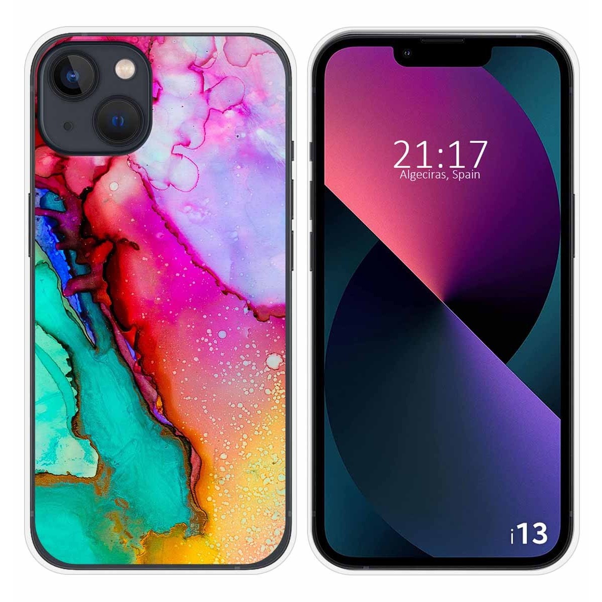 Funda Silicona compatible con iPhone 13 (6.1) diseño Mármol 15 Dibujos