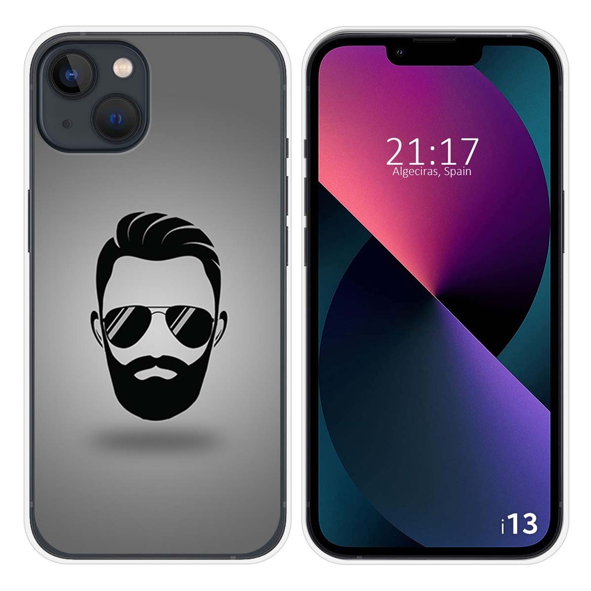 Funda Silicona compatible con iPhone 13 (6.1) diseño Barba Dibujos