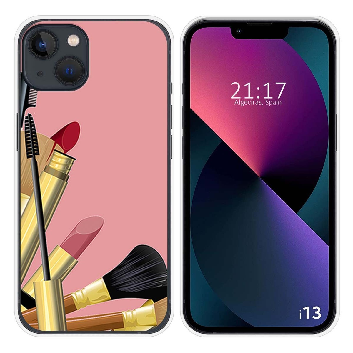 Funda Silicona compatible con iPhone 13 (6.1) diseño Brochas Dibujos