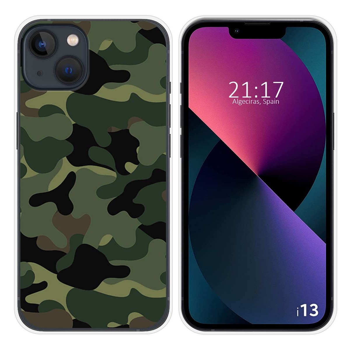 Funda Silicona compatible con iPhone 13 (6.1) diseño Camuflaje Dibujos