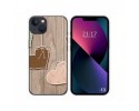 Funda Silicona compatible con iPhone 13 (6.1) diseño Corazones Madera Dibujos