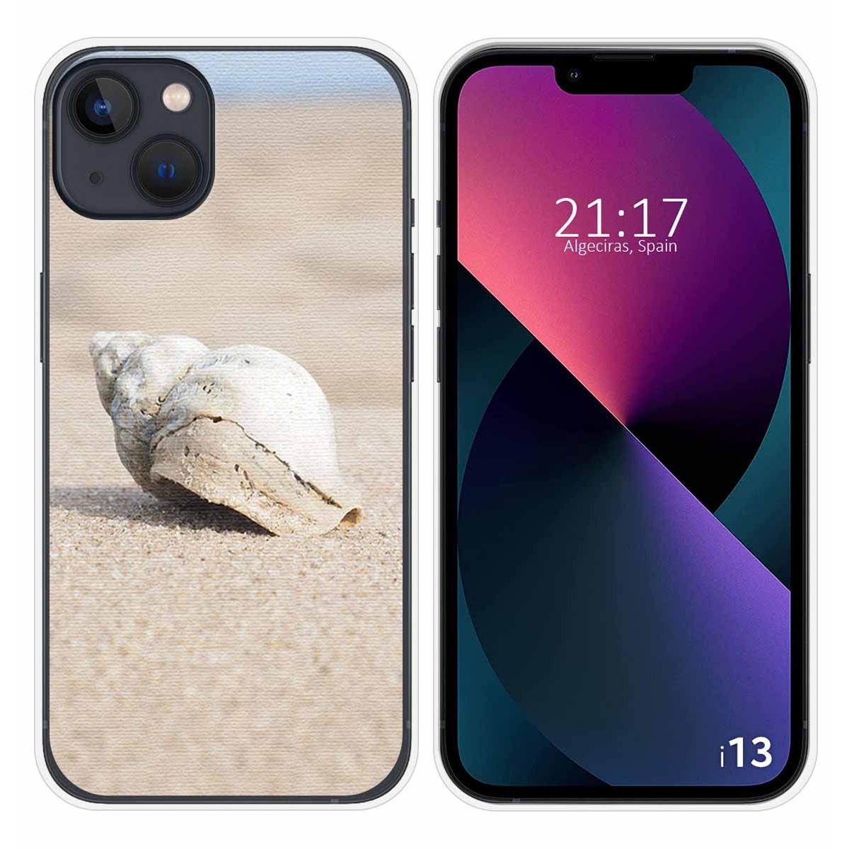 Funda Silicona compatible con iPhone 13 (6.1) diseño Concha Dibujos