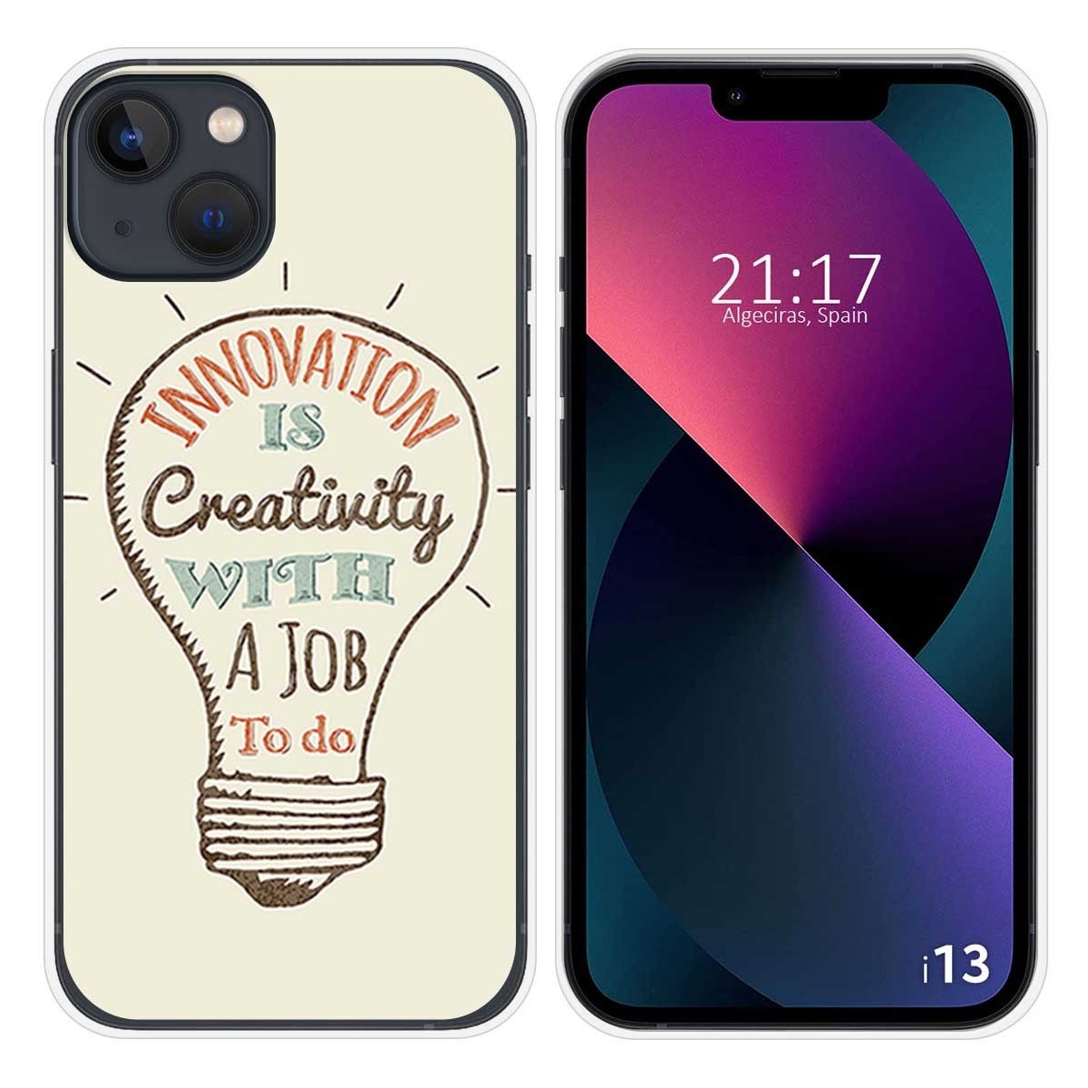 Funda Silicona compatible con iPhone 13 (6.1) diseño Creativity Dibujos