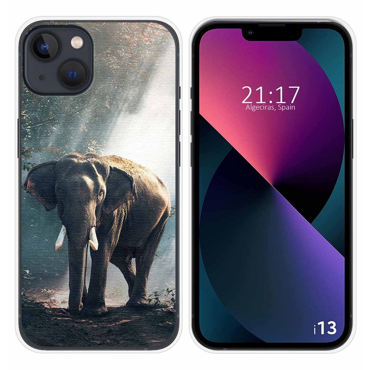 Funda Silicona compatible con iPhone 13 (6.1) diseño Elefante Dibujos