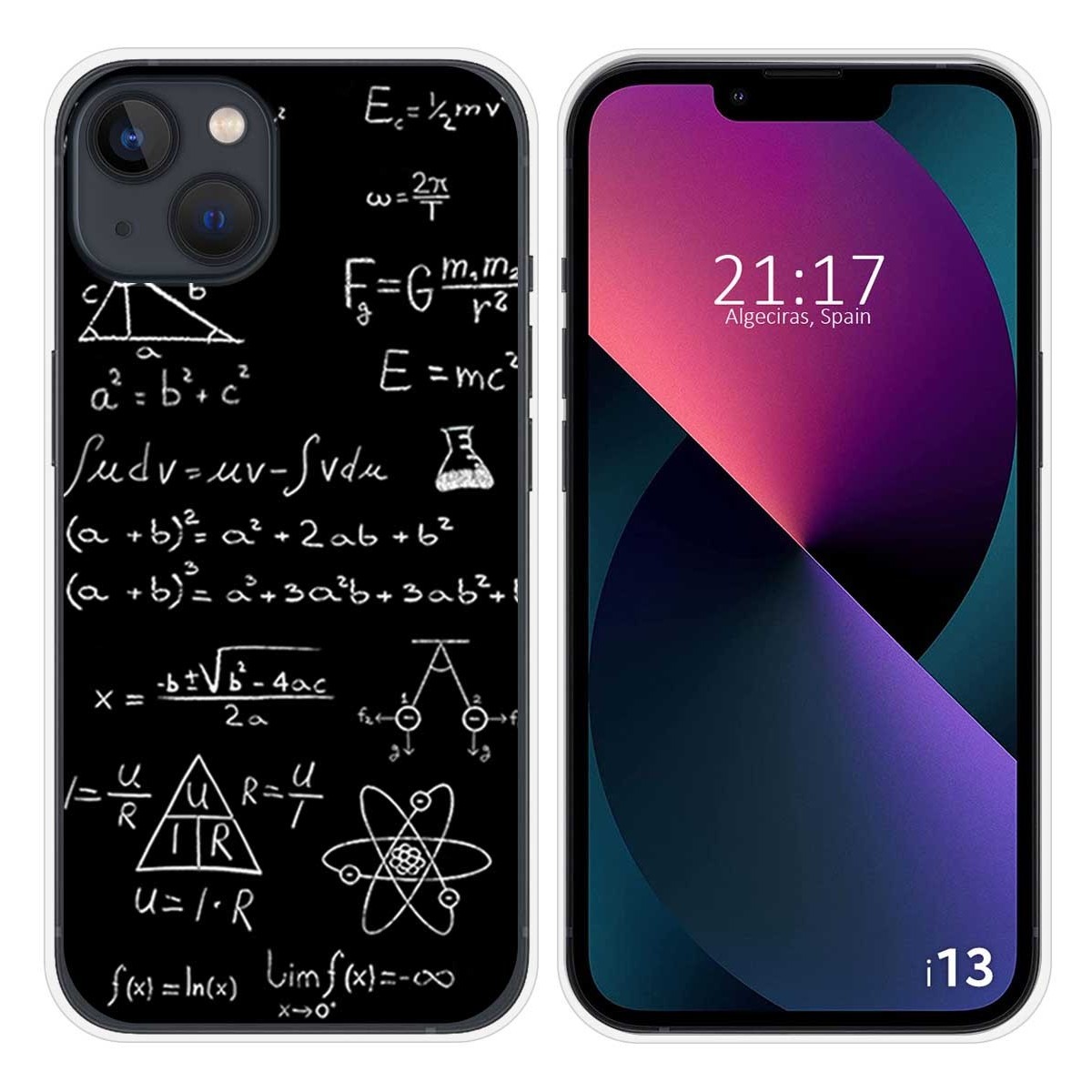 Funda Silicona compatible con iPhone 13 (6.1) diseño Formulas Dibujos