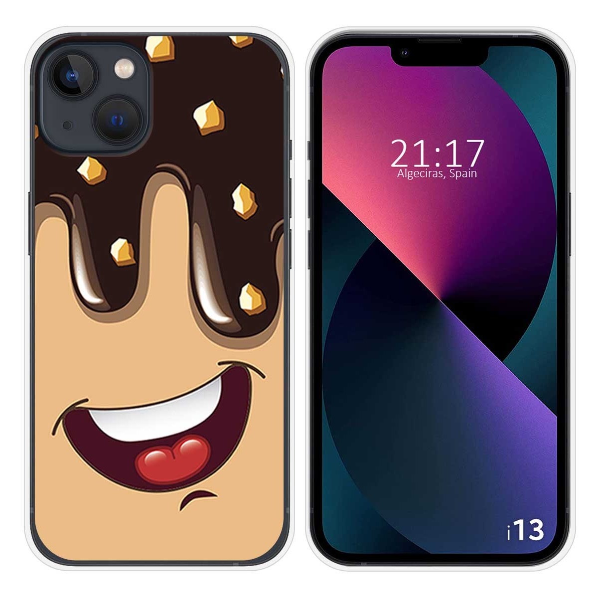 Funda Silicona compatible con iPhone 13 (6.1) diseño Helado Chocolate Dibujos