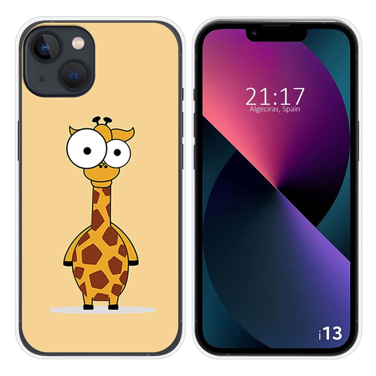 Funda Silicona compatible con iPhone 13 (6.1) diseño Jirafa Dibujos