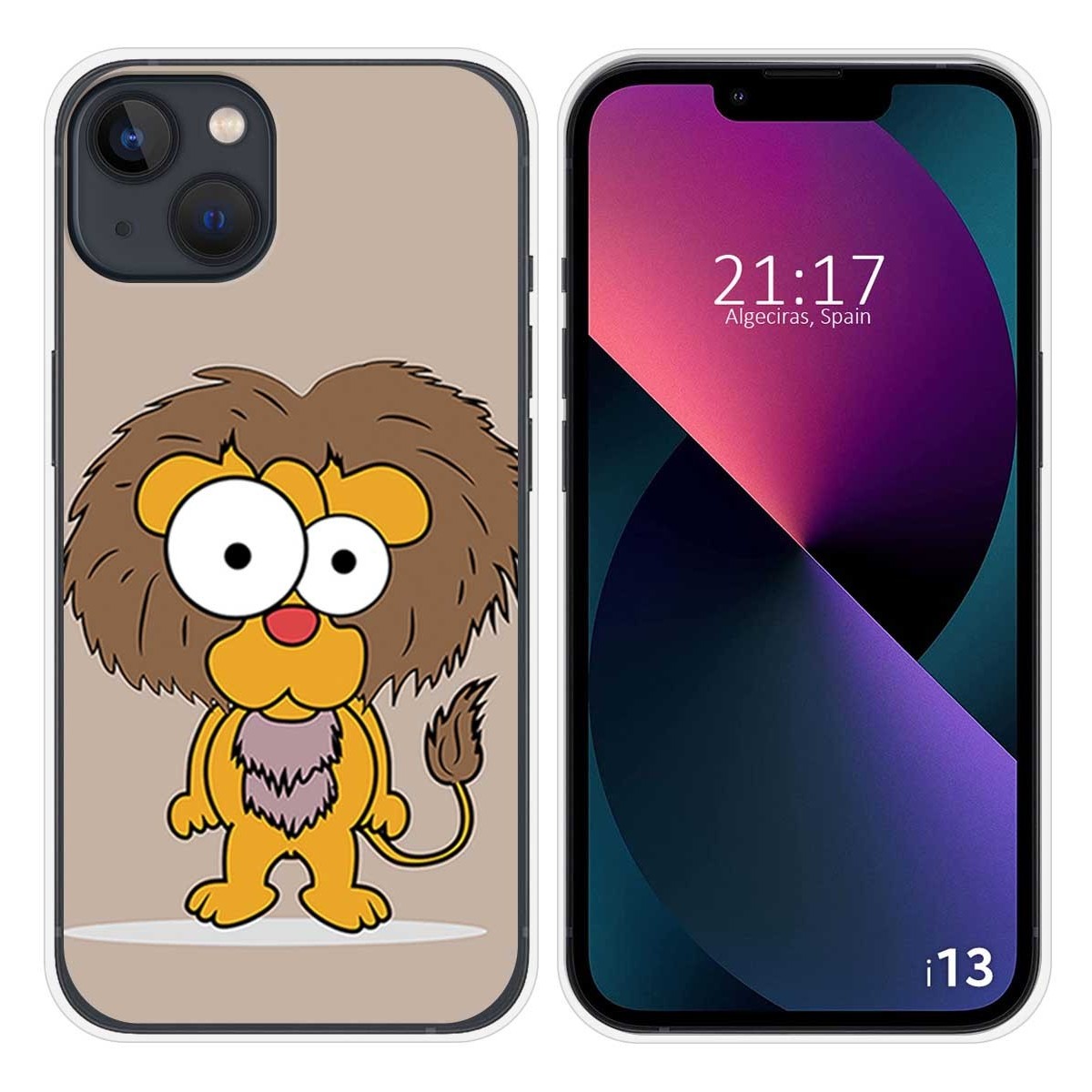 Funda Silicona compatible con iPhone 13 (6.1) diseño Leon Dibujos