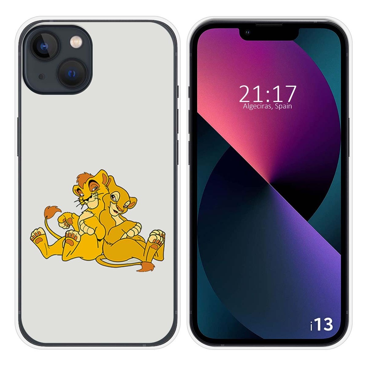 Funda Silicona compatible con iPhone 13 (6.1) diseño Leones Dibujos