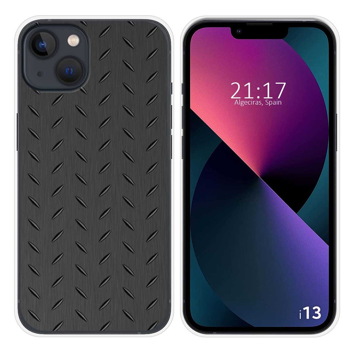 Funda Silicona compatible con iPhone 13 (6.1) diseño Metal Dibujos