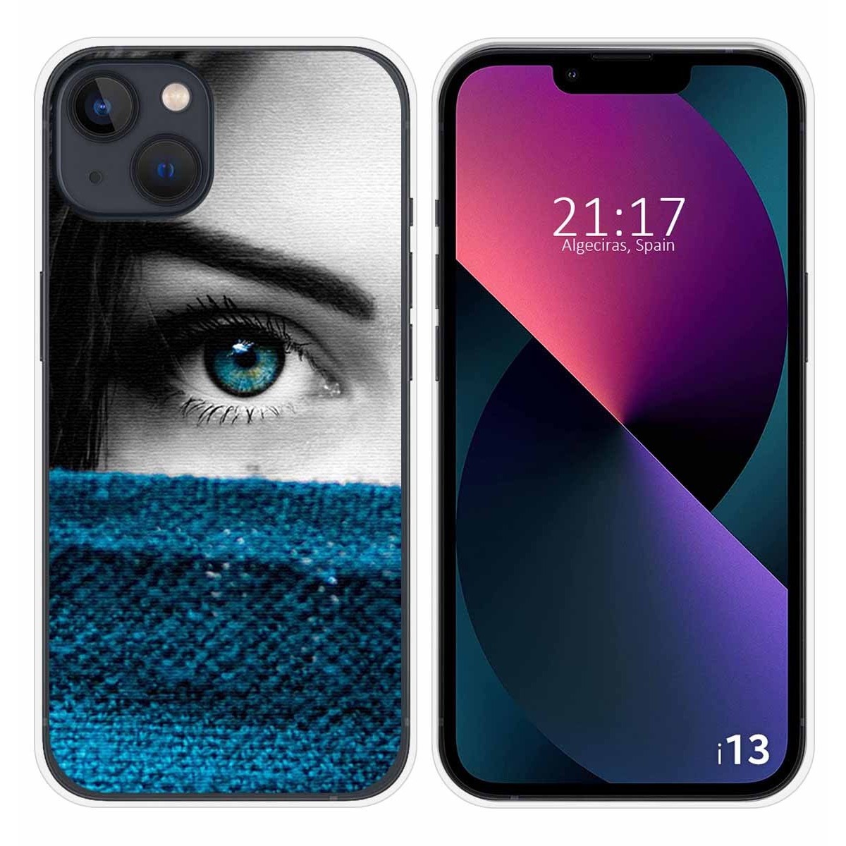 Funda Silicona compatible con iPhone 13 (6.1) diseño Ojo Dibujos